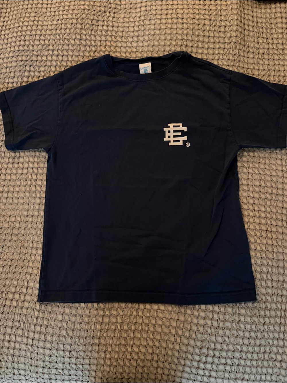 Eric Emanuel Navy Short-Sleeve Tee with White Chest Logo